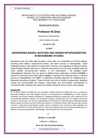Thumbnail of Addressing biases, batches and hidden heterogeneities in microbiome studies
